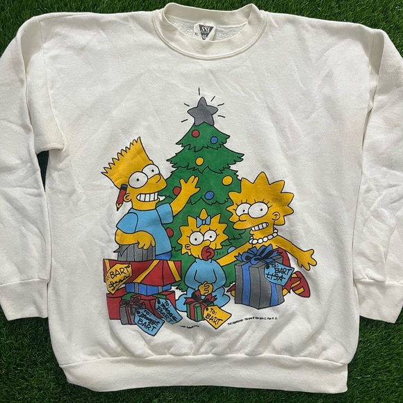 Other - VINTAGE 1990 Made in USA Simpsons Christmas Sweater Size XL